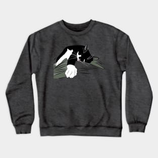 Cute Tuxedo Cat who loves to Lie on Mum Copyright by TeAnne Crewneck Sweatshirt